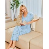 Ekouaer Long Nightgowns for Women Plus Size House Dress Short Sleeve Night Gown Pleated Full Length Loungwear S-4XL(Light Blue Floral)