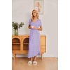 Ekouaer Long Nightgowns for Women Plus Size House Dress Short Sleeve Night Gown Pleated Full Length Loungwear S-4XL(Purple Flower)