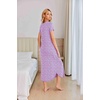 Ekouaer Long Nightgowns for Women Plus Size House Dress Short Sleeve Night Gown Pleated Full Length Loungwear S-4XL(Purple Flower)