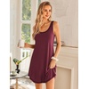 Ekouaer Nightgowns for Women Bamboo Viscose Night Gown Sleeveless Sleepshirt Chemise Sleepwear Tank Sleep Dress S-3XL(Deep Red)