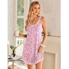 Ekouaer Nightgowns for Women Bamboo Viscose Night Gown Sleeveless Sleepshirt Chemise Sleepwear Tank Sleep Dress S-3XL(Floral Pink)