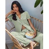 Ekouaer Pajamas for Women Set Button Up Soft Pjs Short Sleeve 2 Piece Lounge Sets Comfy Sleepwear(Sage Green)