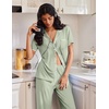 Ekouaer Pajamas for Women Set Button Up Soft Pjs Short Sleeve 2 Piece Lounge Sets Comfy Sleepwear(Sage Green)