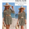 Ekouaer Swimsuit Coverup for Women Bathing Suit Cover Up 2026 Summer Beach Vacation Outfits(Black Leopard)