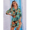 Ekouaer Swimsuit Coverup for Women Bathing Suit Cover Up 2026 Summer Beach Vacation Outfits(Blue & Orange Leaf)