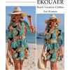 Ekouaer Swimsuit Coverup for Women Bathing Suit Cover Up 2026 Summer Beach Vacation Outfits(Blue & Orange Leaf)