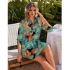 Ekouaer Swimsuit Coverup for Women Bathing Suit Cover Up 2026 Summer Beach Vacation Outfits(Blue & Orange Leaf)