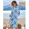 Ekouaer Swimsuit Coverup for Women Bathing Suit Cover Up 2026 Summer Beach Vacation Outfits(Blue White Porcelain Flowers)