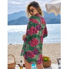 Ekouaer Swimsuit Coverup for Women Bathing Suit Cover Up 2026 Summer Beach Vacation Outfits(Green Red Flowers)