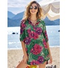 Ekouaer Swimsuit Coverup for Women Bathing Suit Cover Up 2026 Summer Beach Vacation Outfits(Green Red Flowers)