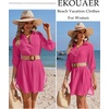 Ekouaer Swimsuit Coverup for Women Bathing Suit Cover Up 2026 Summer Beach Vacation Outfits(Hot Pink)