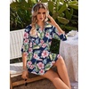 Ekouaer Swimsuit Coverup for Women Bathing Suit Cover Up 2026 Summer Beach Vacation Outfits(Navy Blue Flower)