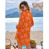Ekouaer Swimsuit Coverup for Women Bathing Suit Cover Up 2026 Summer Beach Vacation Outfits(Orange Flower)