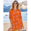 Ekouaer Swimsuit Coverup for Women Bathing Suit Cover Up 2026 Summer Beach Vacation Outfits(Orange Flower)