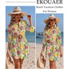 Ekouaer Swimsuit Coverup for Women Bathing Suit Cover Up 2026 Summer Beach Vacation Outfits(Pink & Color Leaf)