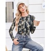 Ekouaer Womens Mesh Long Sleeve Tops Fall Fashion Sexy Fit Crew Neck Shirts(Tie Dye)