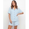 Ekouaer Womens Pajama Sets Button Down Short Sleeve Top and Shorts Cute Ruffled Pjs Sets Sleepwear(Blue Bow)