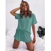 Ekouaer Womens Pajama Sets Button Down Short Sleeve Top and Shorts Cute Ruffled Pjs Sets Sleepwear(Sage Green)