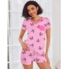 Ekouaer Womens Pajama Sets Short Sleeve Pajamas for Women Sets Soft Lounge Sets Casual V Neck Sleepwear PJS(Butterfly)
