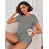 Ekouaer Womens Pajama Sets Short Sleeve Pajamas for Women Sets Soft Lounge Sets Casual V Neck Sleepwear PJS(Gray Bow)