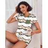 Ekouaer Womens Pajama Sets Short Sleeve Pajamas for Women Sets Soft Lounge Sets Casual V Neck Sleepwear PJS(Green Tie-dye)