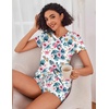 Ekouaer Womens Pajama Sets Short Sleeve Pajamas for Women Sets Soft Lounge Sets Casual V Neck Sleepwear PJS(Hawaiian Floral)