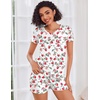 Ekouaer Womens Pajama Sets Short Sleeve Pajamas for Women Sets Soft Lounge Sets Casual V Neck Sleepwear PJS(Strawberry)