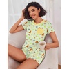 Ekouaer Womens Pajama Sets Short Sleeve Pajamas for Women Sets Soft Lounge Sets Casual V Neck Sleepwear PJS(Summer Fruit)