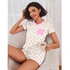 Ekouaer Womens Pajama Sets Short Sleeve Pajamas for Women Sets Soft Lounge Sets Casual V Neck Sleepwear PJS(Tulip)