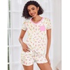 Ekouaer Womens Pajama Sets Short Sleeve Pajamas for Women Sets Soft Lounge Sets Casual V Neck Sleepwear PJS(Tulip)