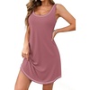 Ekouaer Nightgowns for Women Bamboo Viscose Night Gown Sleeveless Sleepshirt Chemise Sleepwear Tank Sleep Dress S-3XL(Deep Pink)