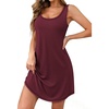 Ekouaer Nightgowns for Women Bamboo Viscose Night Gown Sleeveless Sleepshirt Chemise Sleepwear Tank Sleep Dress S-3XL(Deep Red)