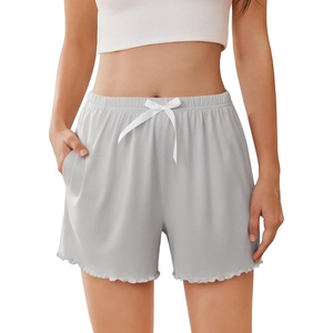 Ekouaer 2 Pack Womens Pajama Shorts 2026 Summer Casual Lounge Sleep Short Ruffle Soft Comfy Pj Bottoms with Pockets(Light Grey)