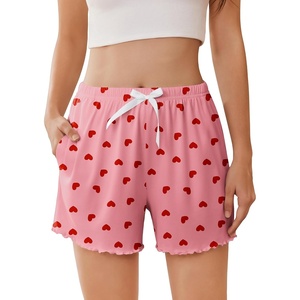 Ekouaer 2 Pack Womens Pajama Shorts 2026 Summer Casual Lounge Sleep Short Ruffle Soft Comfy Pj Bottoms with Pockets(Love)