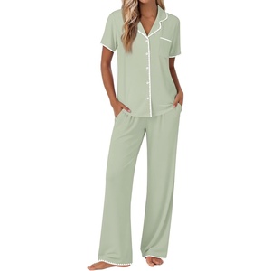 Ekouaer Pajamas for Women Set Button Up Soft Pjs Short Sleeve 2 Piece Lounge Sets Comfy Sleepwear(Sage Green)