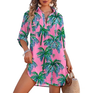 Ekouaer Swimsuit Coverup for Women Bathing Suit Cover Up 2026 Summer Beach Vacation Outfits(Green Tree)