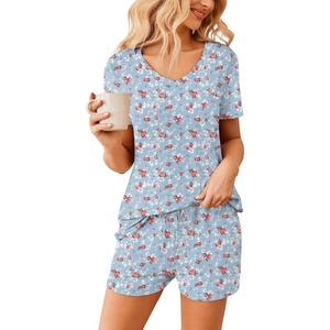 Ekouaer Womens Pajama Sets Short Sleeve Pajamas for Women Sets Soft Lounge Sets Casual V Neck Sleepwear PJS(Rose)