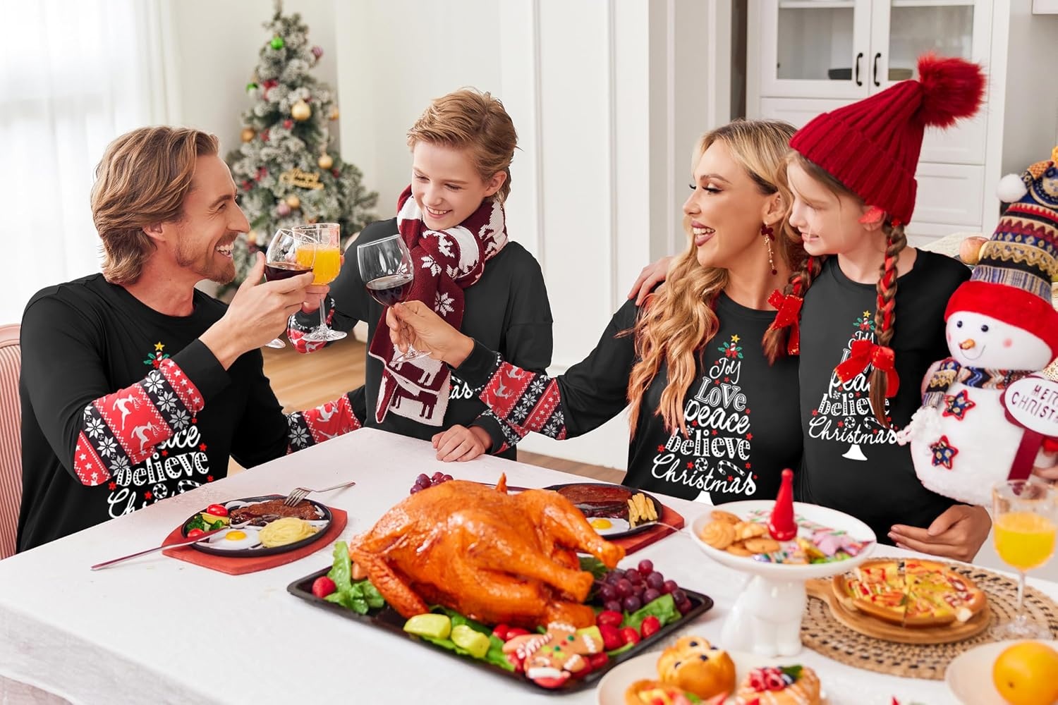 image:imageEkouaer Family Christmas Pajamas Matching Sets Soft Long Sleeve for Womens Mens Kids Pjs Family Sleepwear Holiday Lounge SetsBlackchristmas Tree