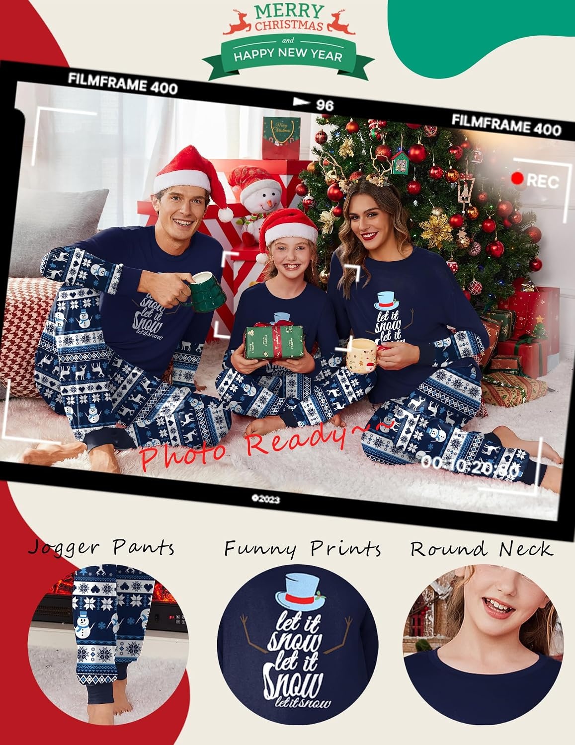 image:imageEkouaer Family Christmas Pajamas Matching Sets Soft Long Sleeve for Womens Mens Kids Pjs Family Sleepwear Holiday Lounge SetsNavy Blue
