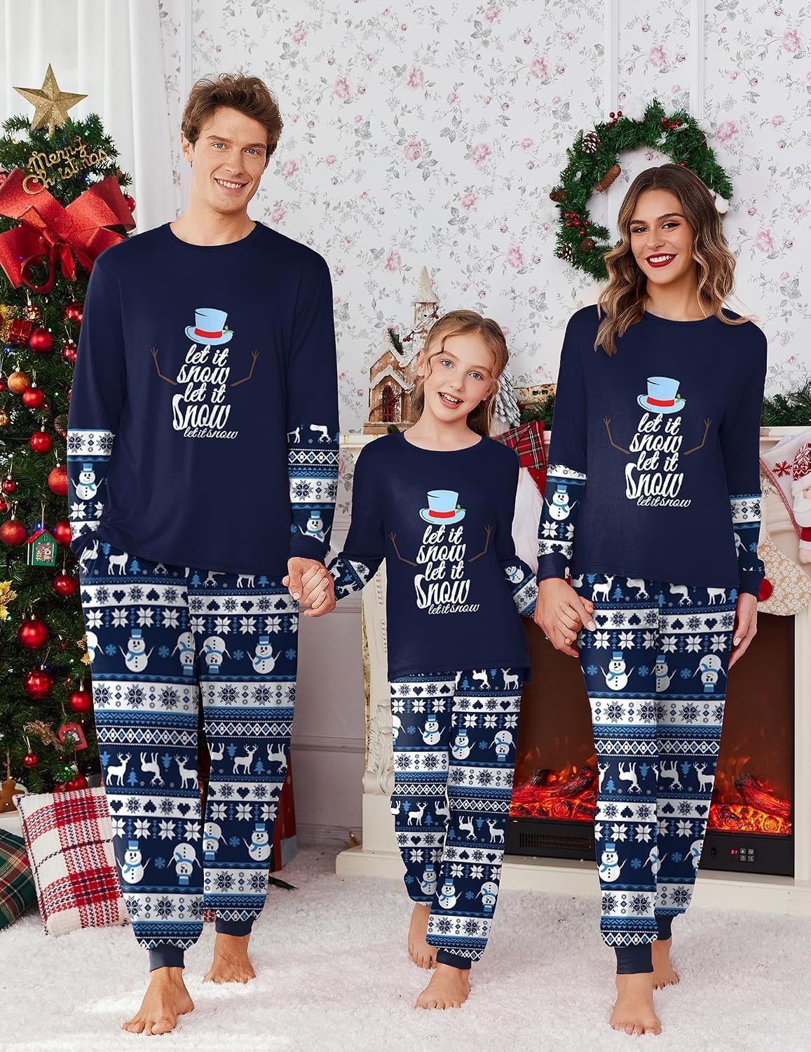 image:imageEkouaer Family Christmas Pajamas Matching Sets Soft Long Sleeve for Womens Mens Kids Pjs Family Sleepwear Holiday Lounge SetsNavy Blue