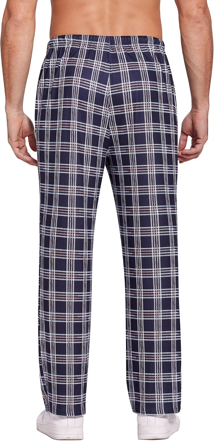 image:imageEkouaer Mens Pajama Pants Plaid Lounge Pants Soft Pj Bottoms with Pockets Mens Plaid Pajama PantsMens Pj Pants with Pockets amp DrawstringLong Lounge PantsChristmas Pj BottomsUnisex Pajama BottomsLine Black Plaid