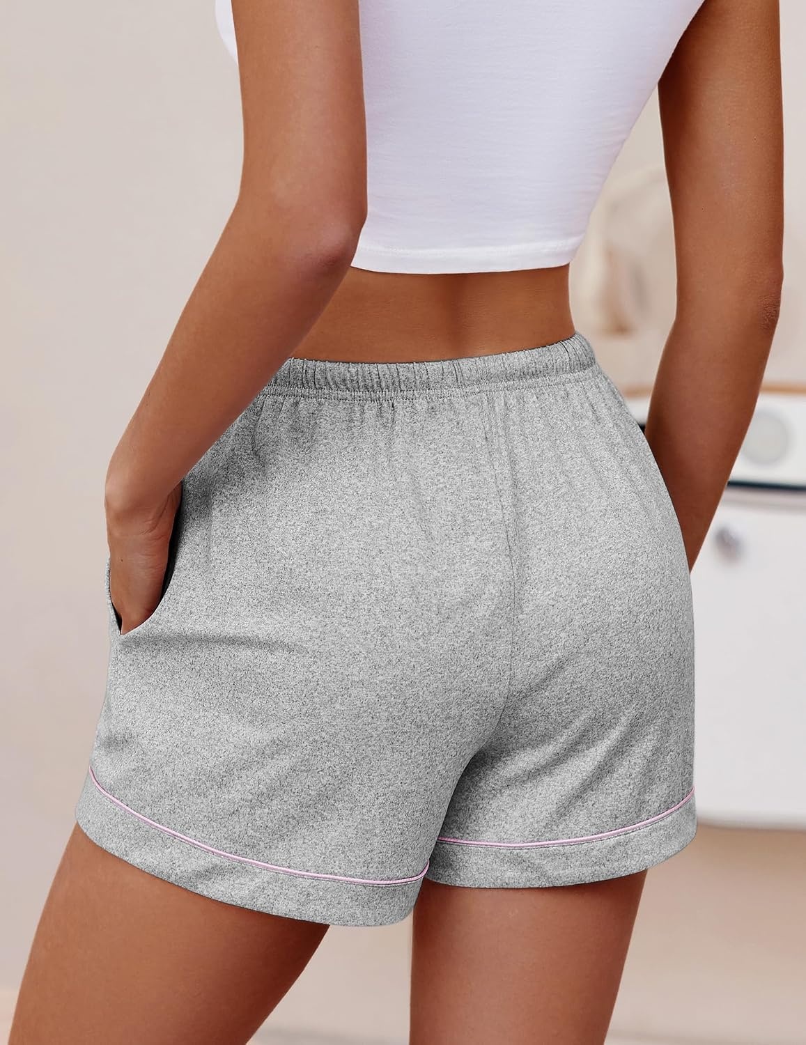 image:imageEkouaer Womens Pajama Shorts Casual Cute Printed Lounge Pj BottomsLight Grey