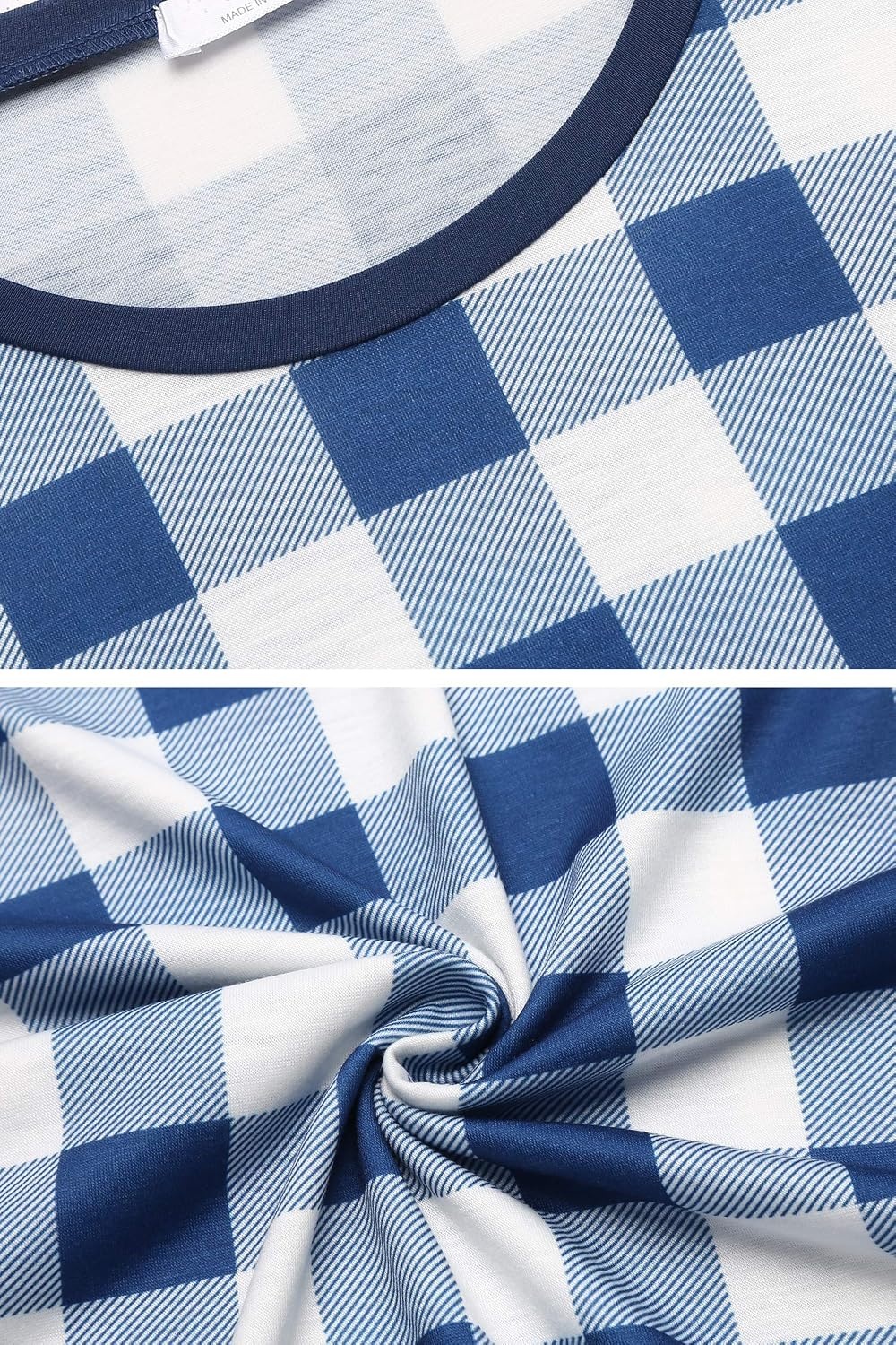 image:imageEkouaer Womens Pajamas Sets Long Sleeve Tops with Jogger Pants TwoPiece Plaid Sleepwear Soft Pjs Fall Lounge Set Casual Outfits with Pockets Round NeckBlue Plaid