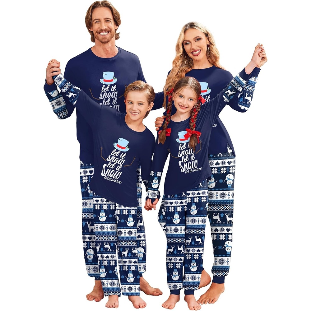 image:imageEkouaer Family Christmas Pajamas Matching Sets Soft Long Sleeve for Womens Mens Kids Pjs Family Sleepwear Holiday Lounge SetsNavy Blue
