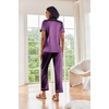 Ekouaer 2 Piece Satin Short Sleeve Pajamas Set Button Down Sleepwear | Soft Pjs Set Classic Loungewear for Wedding, Party, Home, Daily Wear, Date Nights(Purple Wine)