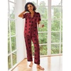 Ekouaer 2 Piece Satin Short Sleeve Pajamas Set Button Down Sleepwear | Soft Pjs Set Classic Loungewear for Wedding, Party, Home, Daily Wear, Date Nights(Red Loved)