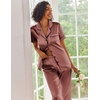 Ekouaer 2 Piece Satin Short Sleeve Pajamas Set Button Down Sleepwear | Soft Pjs Set Classic Loungewear for Wedding, Party, Home, Daily Wear, Date Nights(Sudan Brown)