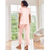 Ekouaer 2 Piece Satin Short Sleeve Pajamas Set Button Down Sleepwear | Soft Pjs Set Classic Loungewear for Wedding, Party, Home, Daily Wear, Date Nights(Veiled Rose)