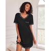 Ekouaer 3 Pack Nightgowns for Women Short Sleeve Sleep Shirt Soft Sleepwear | T shirt Nightgown V Neck Nightshirts Soft Sleepwear Dress Ladies Pajama Dress Plus Size Sleeping Gown Comfy Nightdress(Black/Navy Blue/Butterfly)