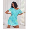 Ekouaer 3 Pack Nightgowns for Women Short Sleeve Sleep Shirt Soft Sleepwear | T shirt Nightgown V Neck Nightshirts Soft Sleepwear Dress Ladies Pajama Dress Plus Size Sleeping Gown Comfy Nightdress(Coffee Cup/Blue Print/Purple Stars)